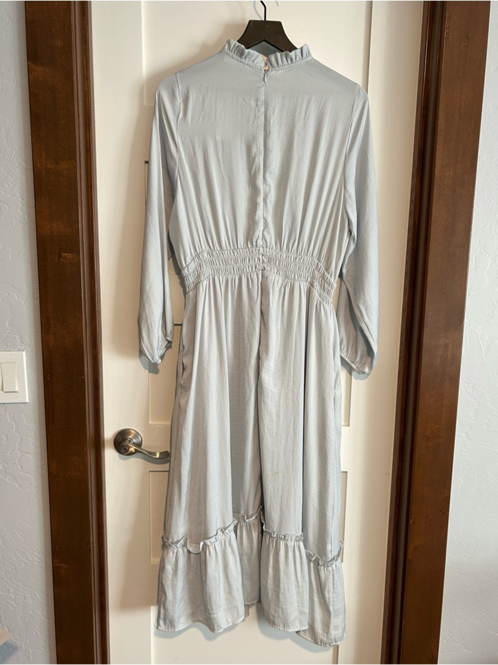 Sweet Salt Light Blue Pin tuck yoke detail Ruffle Hem Midi Dress Size Large New - Picture 4 of 7